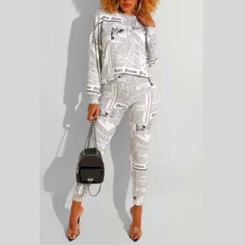 Newspaper Print Set - Pants & Top